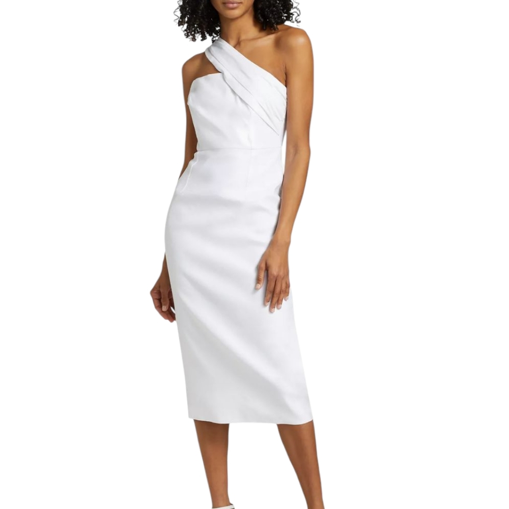 Milly Asymmetric Linen-Blend Midi-Dress.... Size 8